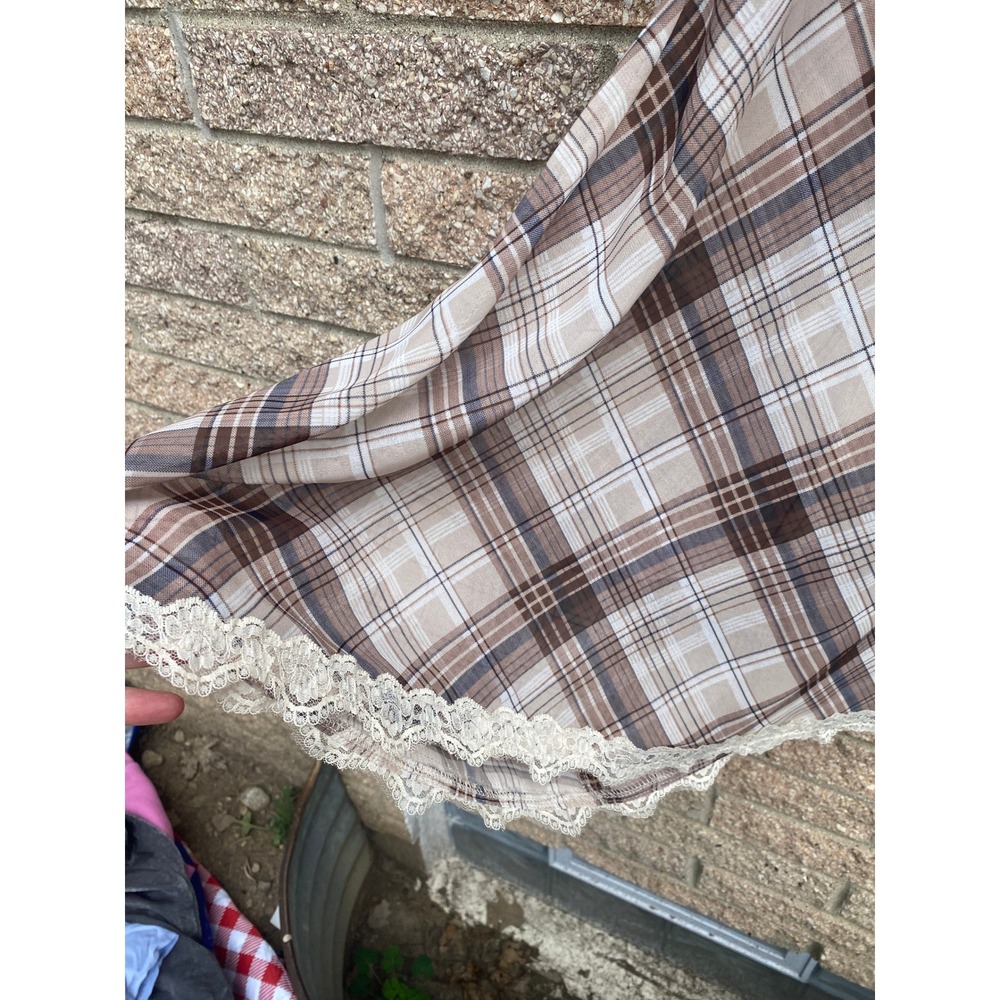 Lioness Stars Align Mini Dress Halter Plaid Lace Large Tan Coquette Party Sheer - Picture 6 of 9